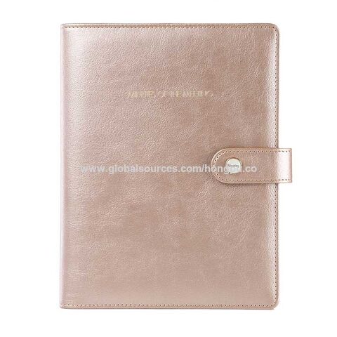 Source High Quality Large size Genuine leather black 4 ring binder Notebook  Planner for businessman on m.