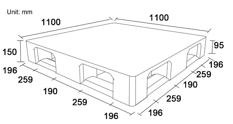 Buy Wholesale China 11001100 Heavy Duty Four Way Industry Plastic Pallet Entry Euro Warehouse 1692