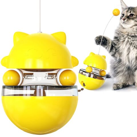 Tumbler Swing Toys for Cats Kitten Interactive Cat Toy Cats Accessories  Interactive Cat Food Feeders Wood Material