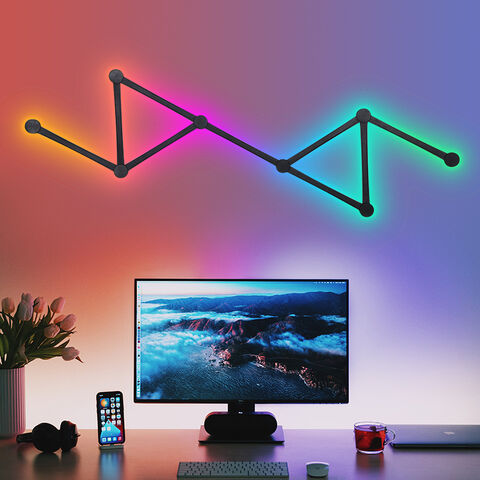 Barra de luz RGB, sincronización de música, barras de luces LED RGB IC,  iluminación ambiental alimentada por USB, control remoto, cambio de color