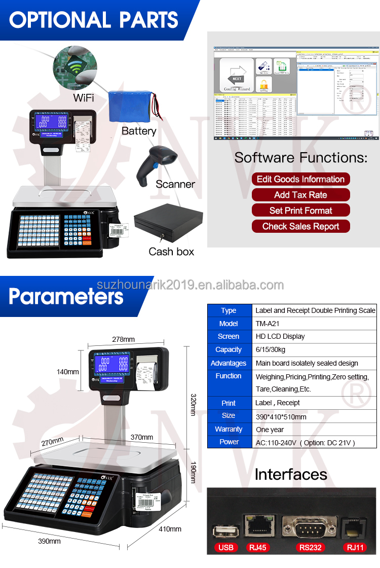 Buy wholesale china nvk tma label printing weighing scale barcode