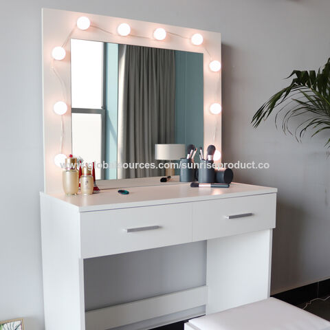 Conjunto de móveis europeus USA - Dresser - Vanity LED Mesa de vestir para  maquiagem com espelho iluminado - China Mesa de Vestir, mobiliário de quarto