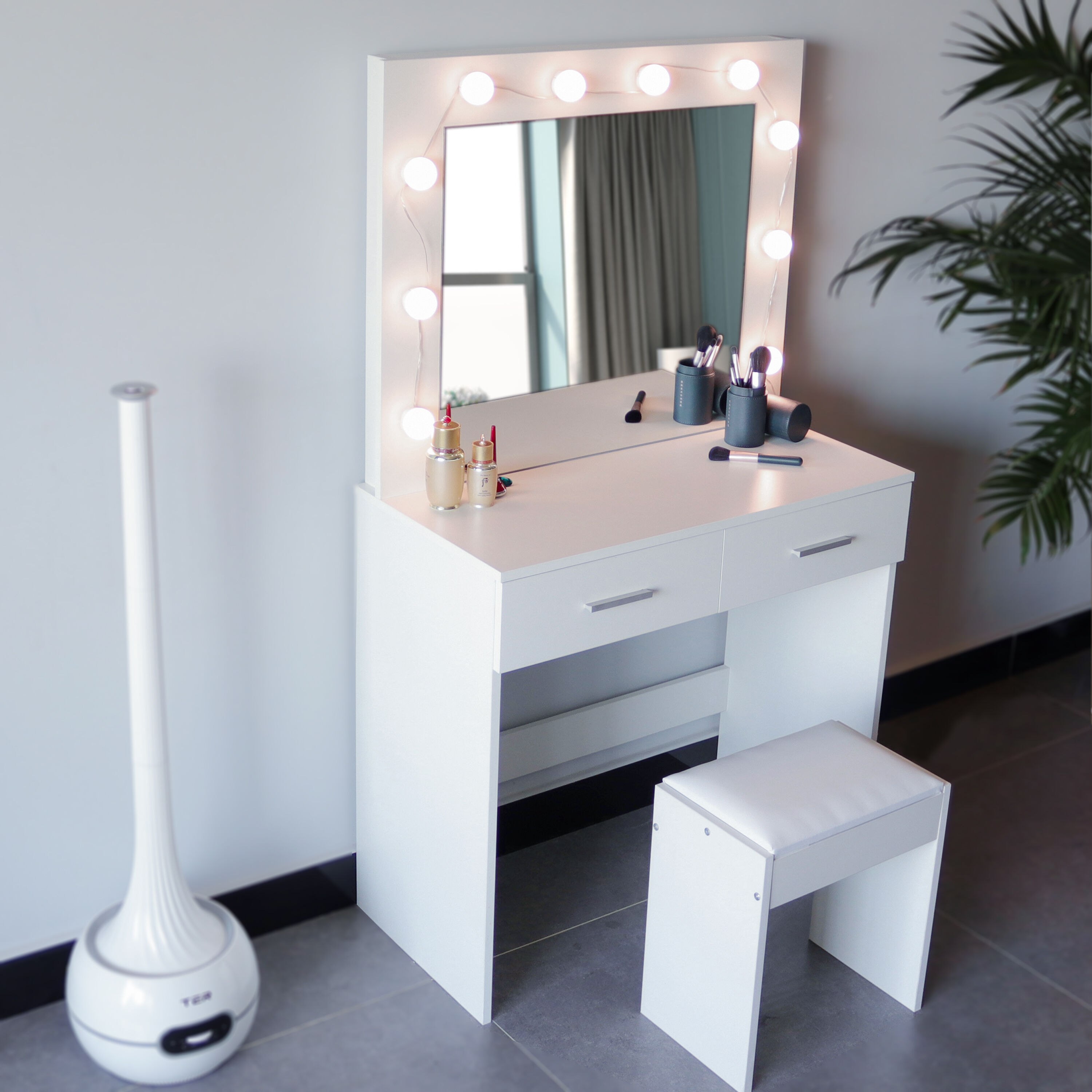 white christmas dresses Tribesigns Modern Makeup Vanity Table, Dressing Table with 5  Drawers-Tribesigns