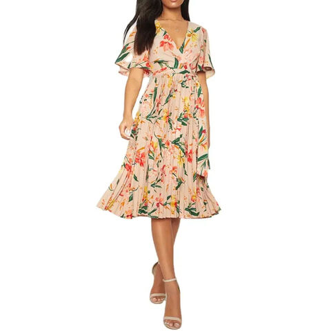 Compre Mangas Sexy Vestido Floral Mulheres Vestidos V Neck Cintura