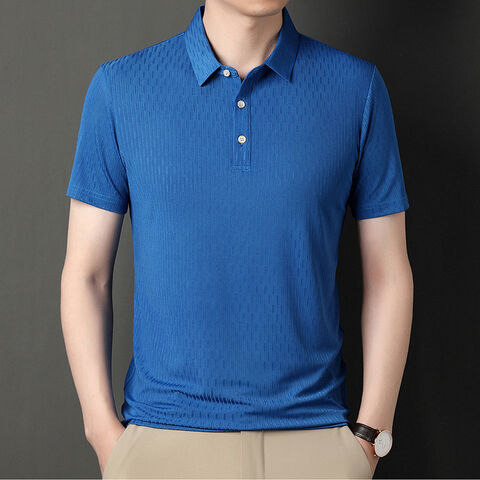 Men Polo Shirt 2023 Summer New Thin Ice Silk Elastic Casual Slim