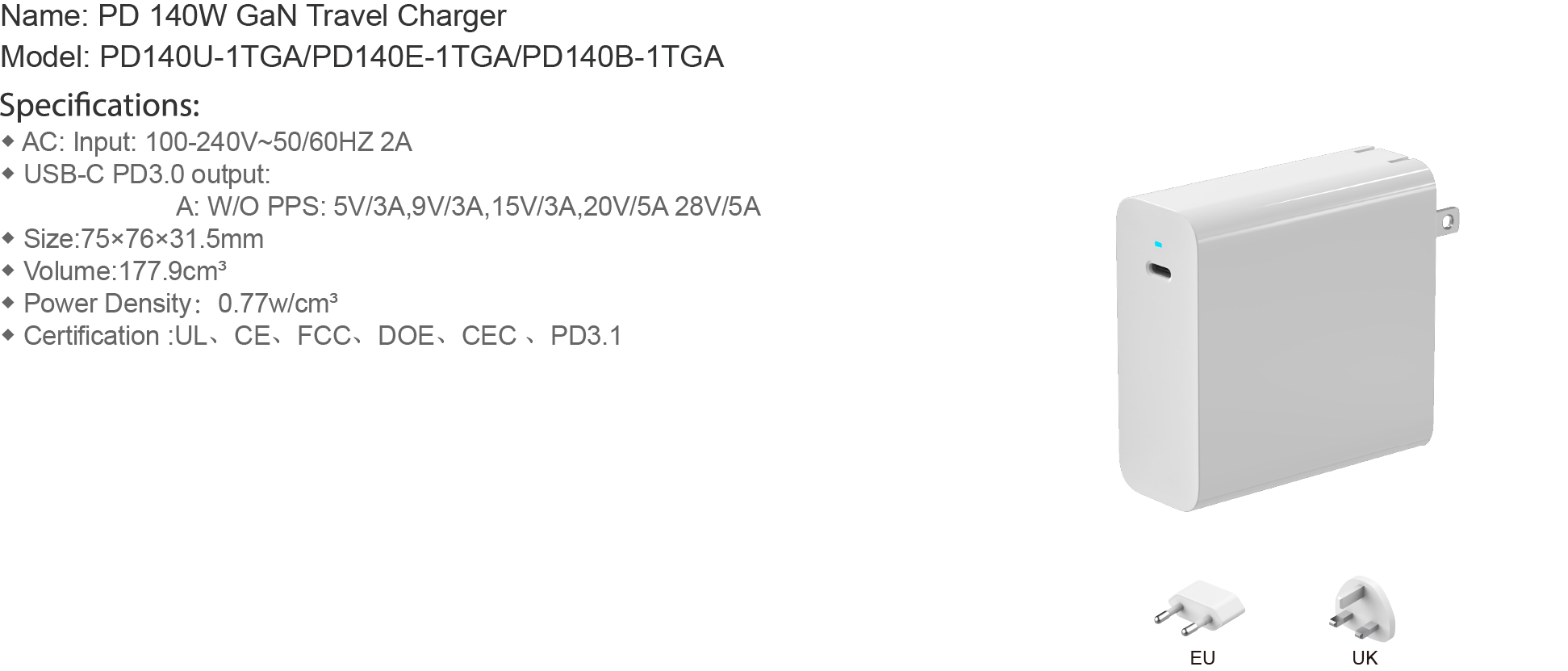 Odm&oem, Pd 140w Gan Laptop Charger, 140w Ultrafast Speed Power Supply