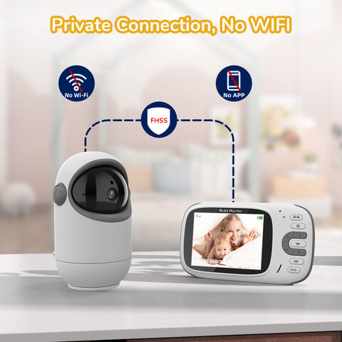 Babyphone vidéo Babycam blanc 2,4 pouces LCD 2.4GHz surveillance sans fil  caméra bébé moniteur avec 7-IR LED Night Vision, Talk bidirectionnel