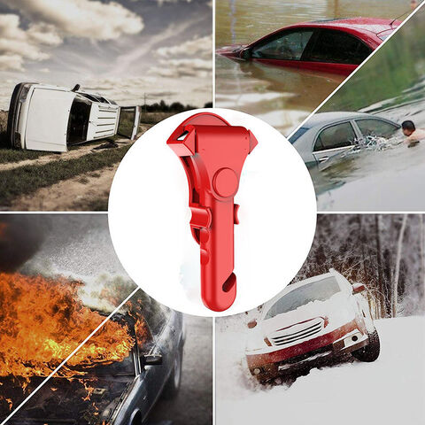 Marteau de sécurité pour voiture – Outil de secours d'urgence brise-verre  avec coupe-ceinture de sécurité, marteau de fenêtre en métal, tête en