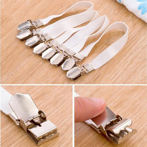 4pcs Garter Style Elastic Bed Sheet Grippers Garter Fastener Straps with  Rubber