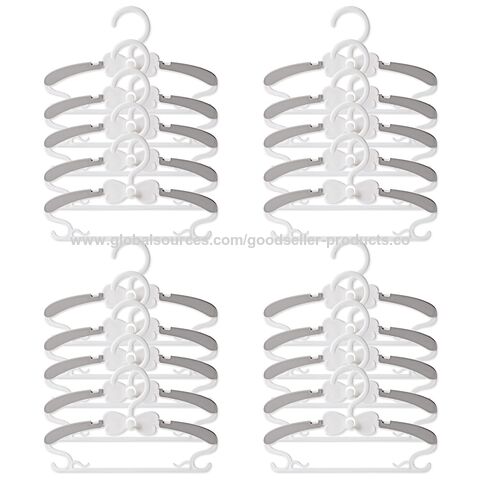 Cascading White Plastic Hangers, Space Saving, Pack of 20