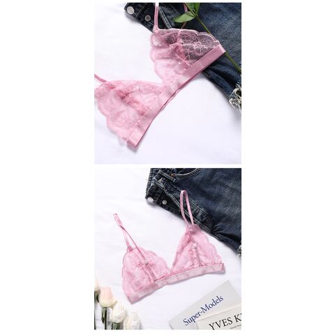 Buy Wholesale China Wholesales Pink See Through Push Up Wireless Floral  Women Sexy Lingerie Lace Bras For Ladies & Sexy Lingerie Lace Bras at USD  2.7