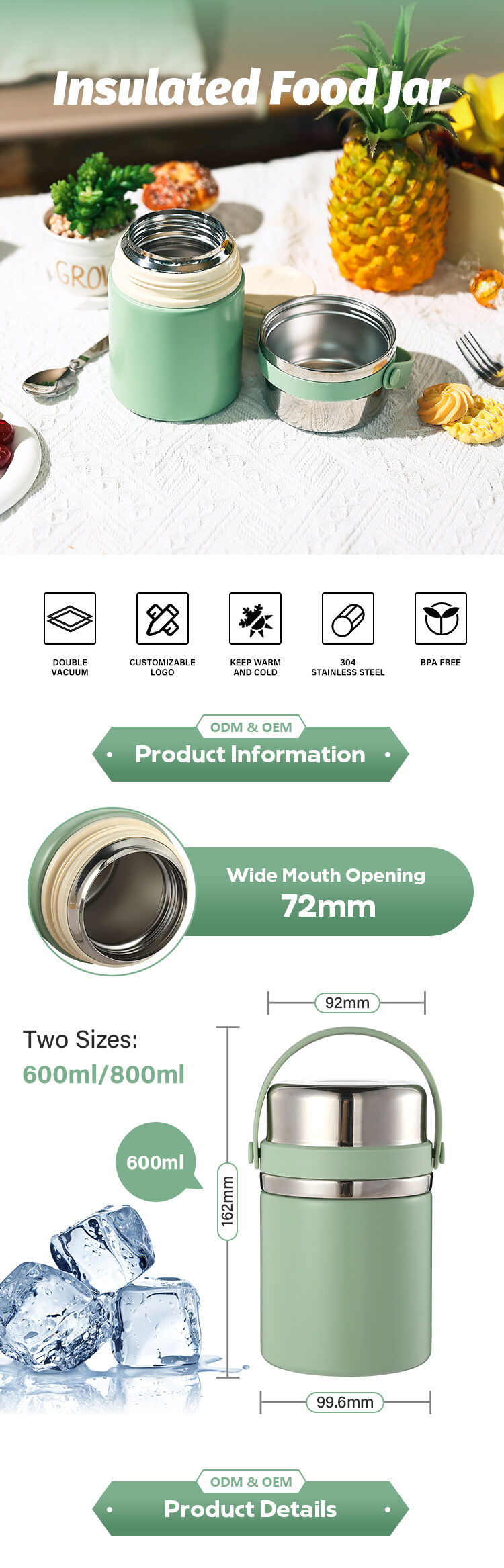 Buy Wholesale China 2023 Everich Supplier 600ml 800ml Insulated Food ...