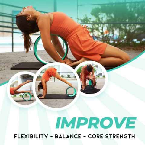 Rueda de Yoga Pilates Roller para Estiramientos Mejora Flexibilidad  Equilibrio