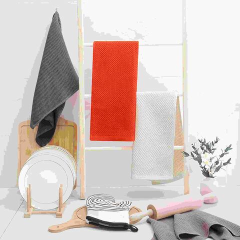 QUILTINA Kitchen Towels 100% Cotton Absorbent Dish Towels Set, Waffle Weave  Hand Towels, Ultra Soft Dish Drying Towels, Quick Drying Dish Towel