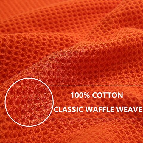 Check orange Waffle Weave Cotton Dish Towels, For Kitchen Use, 50-100 G