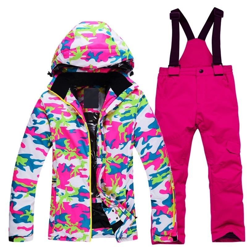 Traje de nieve para niños, chaqueta y pantalones de esquí de invierno, con  correas con capucha, resistente al viento, impermeable, abrigo cálido