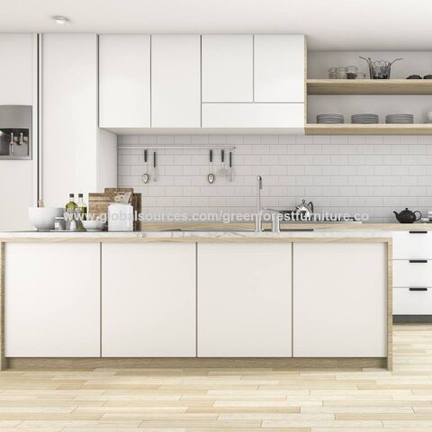 Modern Home Hotel MDF Wood Modular Kitchen Cabinets Design White