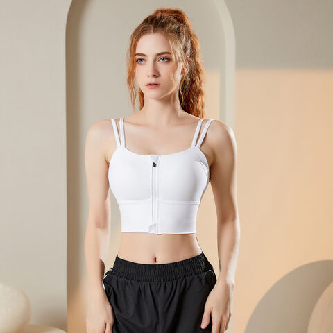 Women's Front Zip Sport Bra Shockproof Lightweight Thin T-Shirt Bralette  Wireless Workout Comfy Breathable Underwear : : Clothing, Shoes 
