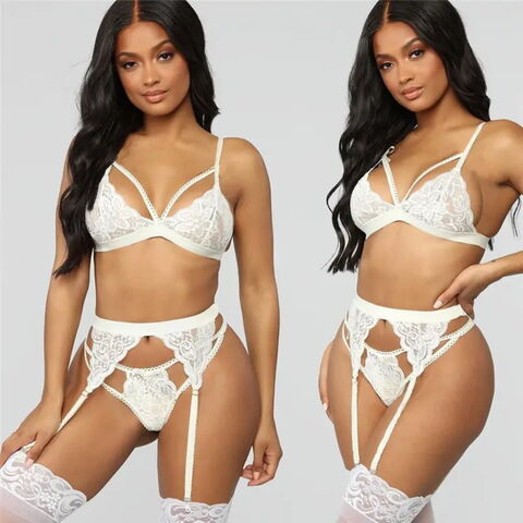 Compre Plus Size Mulheres Underwear Sutiã Briefs Set Sexy Lace