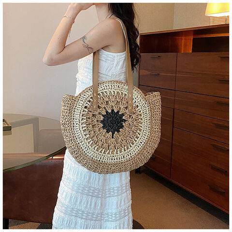 Round paper straw handbag online