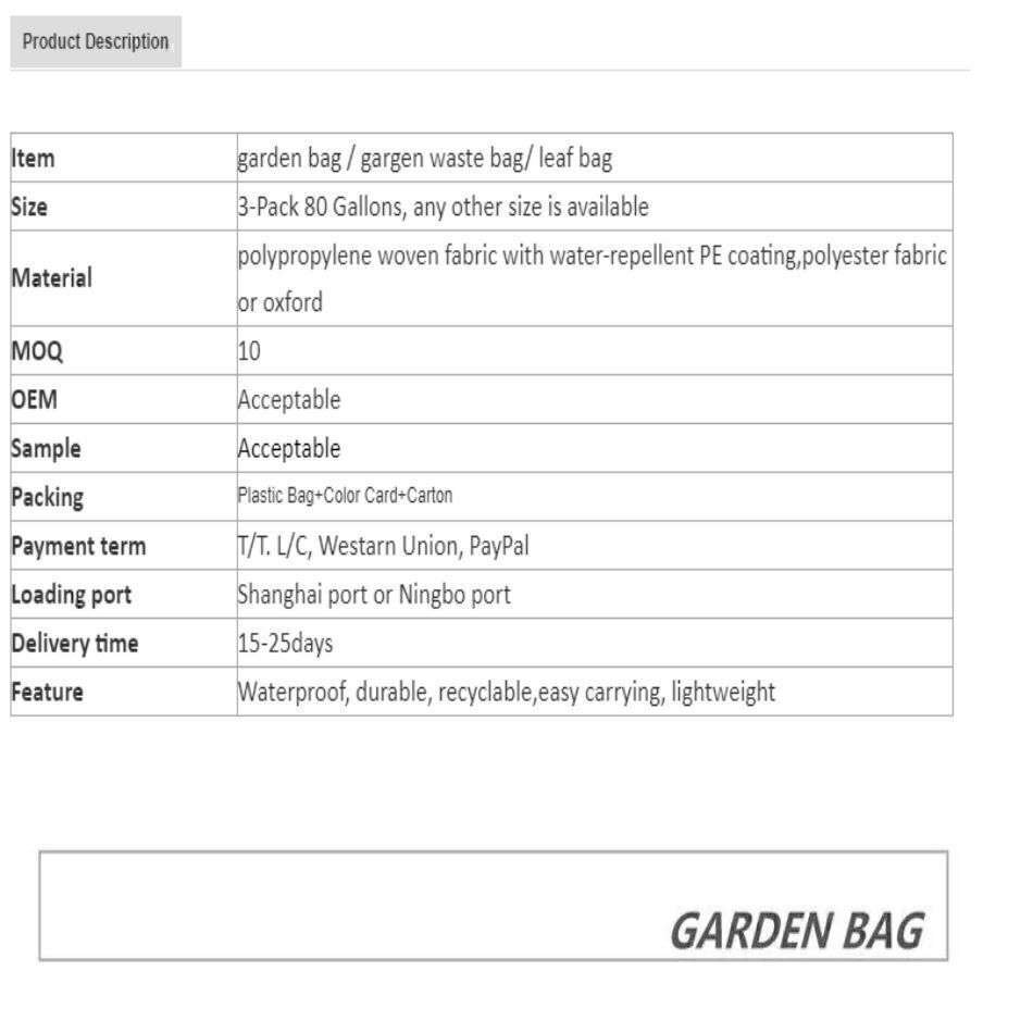 Buy Wholesale China Heavy Duty Small Reusable Garden Bag Portable