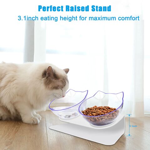 Cat Bowl,Raised Cat Food Bowls Anti Vomiting,Tilted Elevated Cat Bowl,Ceramic Pet Food Bowl for Flat-Faced Cats,Small Dogs,Protect Pets Spine,Dishwas