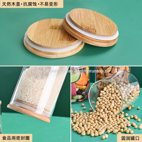 Bamboo Lid with Straw Hole and Silicone Ring Gasket for BN26