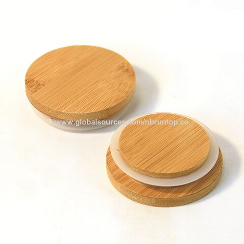 Bamboo Lid with Straw Hole and Silicone Ring Gasket for BN26