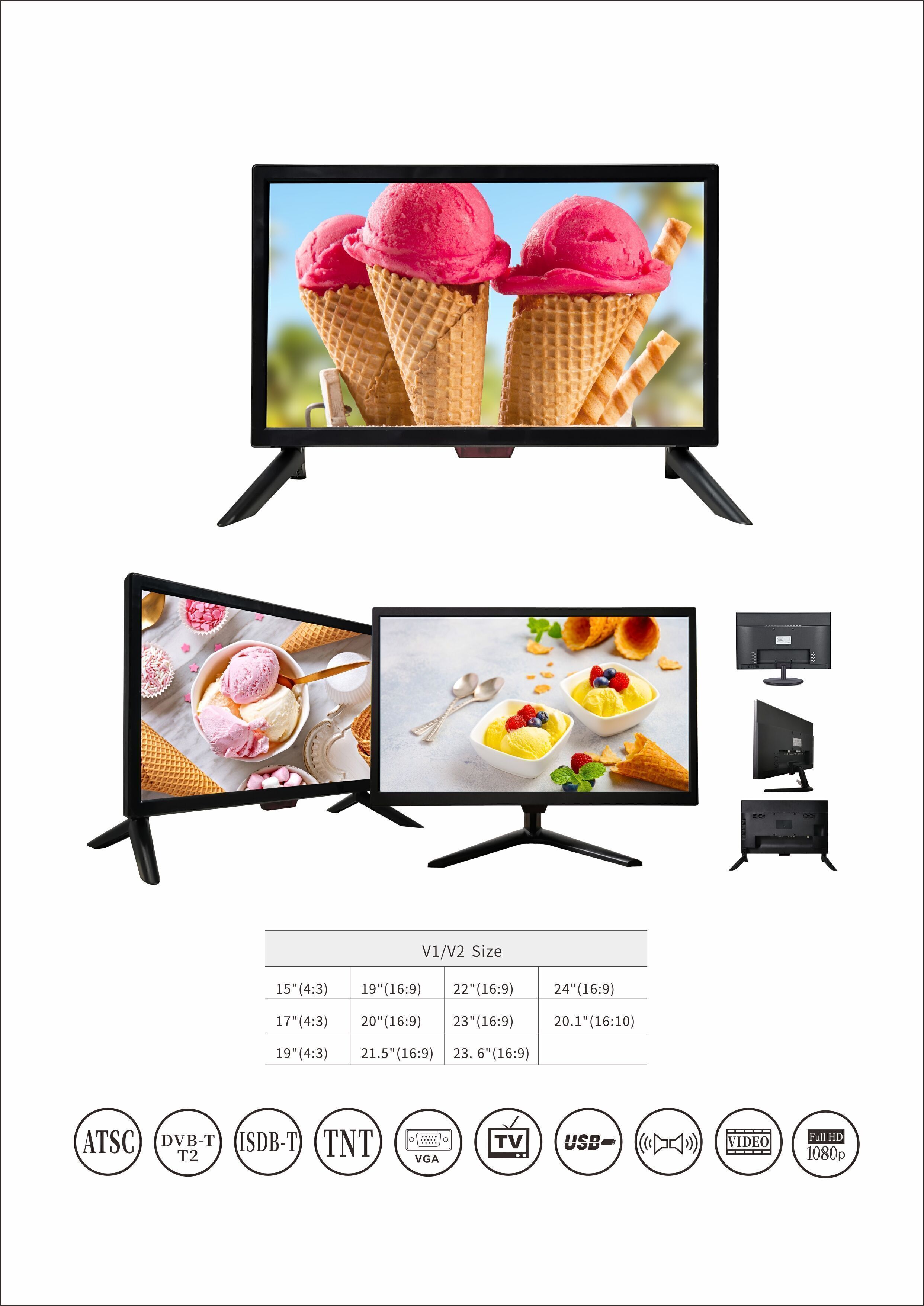 Compre 2023 Nuevo Pequeño Tv Universal Fhd Solar Dc 12v 17 21 Pulgadas  Pantalla Plana Color Tv Televisión Para La India áfrica y Tv de China por  15 USD