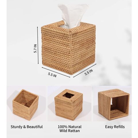 Caja de pañuelos Cuadrada Ratán / Cubierta del soporte del tejido /  Cubierta de la caja del tejido