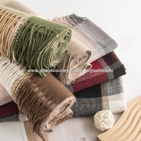 Cashmere Scarf Rainbow Winter Plaid Thickened Scarf Gradient Tie Dye Scarf