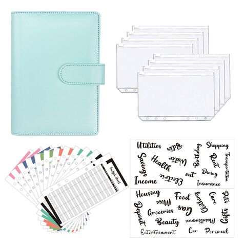 1 Set Binder Notebook With Zipper Pockets Budget Sheets Smooth