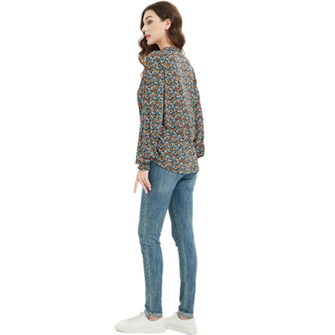 New Premium Women Elegant Long Sleeve Solid Color Leopard Print Chiffon  Shirt Autumn Ladies Round Neck Irregular High Low Hem Casual Pullover Long