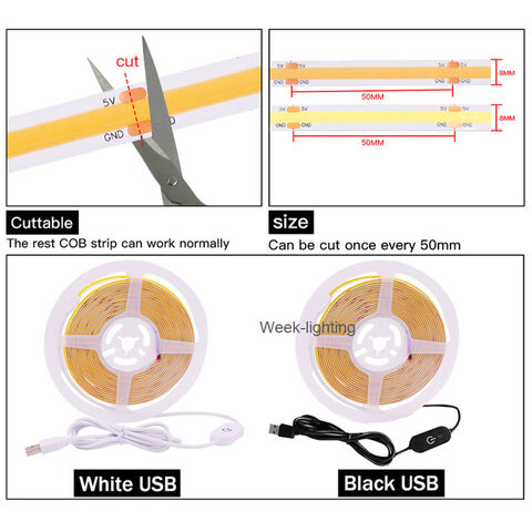 5mm 5V White Light LED Strip Kit Custom Length USB Powered