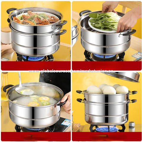 Buy Wholesale China Steam Pots For Cooking 26cm With Lid Multipurpose  Stainless Steel Steaming Cookware With Handle & Steam Pot at USD 8.72