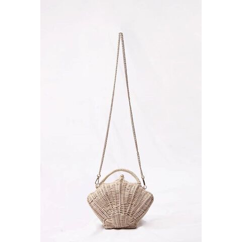 Nova Bolsa Feminina de Vime Trançado, Estilo Retrô, Feita à Mão, Bolsa Mensageiro de Palha, Mala de Viagem de Praia Tecida à Mão, Cesta