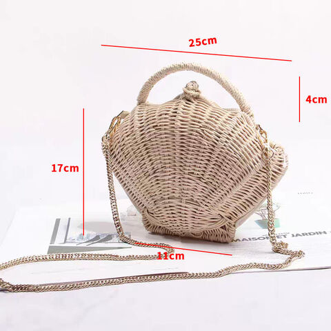 Nova Bolsa Feminina de Vime Trançado, Estilo Retrô, Feita à Mão, Bolsa Mensageiro de Palha, Mala de Viagem de Praia Tecida à Mão, Cesta