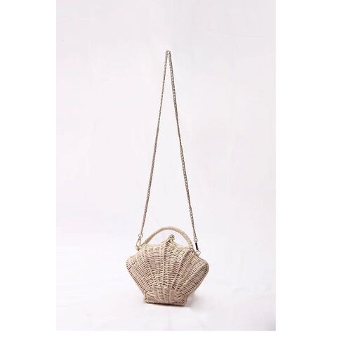 Nova Bolsa Feminina de Vime Trançado, Estilo Retrô, Feita à Mão, Bolsa Mensageiro de Palha, Mala de Viagem de Praia Tecida à Mão, Cesta