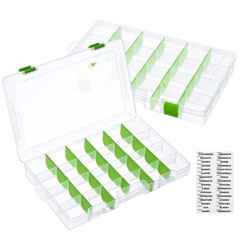 2-Tray Fishing Tackle Box Baits Fishhook Storage Container with Dividers  Waterproof Fishing Tool