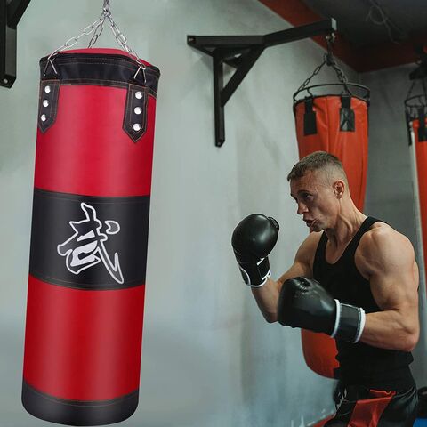 Saco de boxeo pesado de cuero personalizado de 100 libras (bolsa de boxeo  rellena) Taekwondo, kickboxing, artes marciales MMA