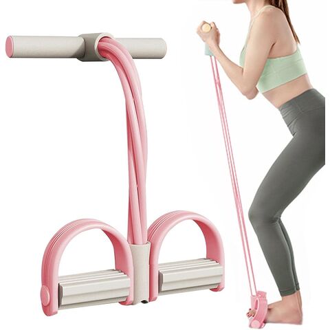 Pedal Resistance Band, 4-Tube Fitness Ankle Puller Yoga Handle Bands  Exerciser, Multifunction Trainer EZ Workout Women Tension Rope for Body X  Abdomen, Waist, Arm, Tummy Exercise Stretching Training