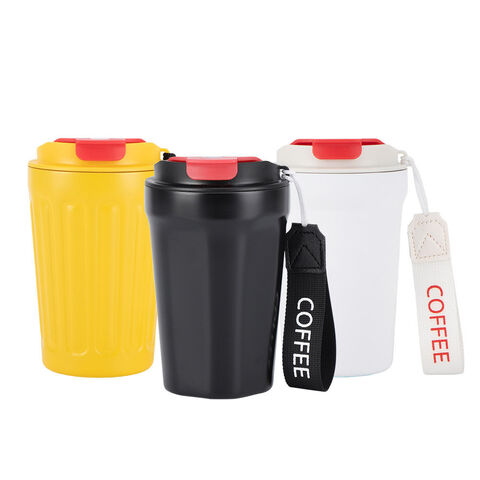 400ml Travel Coffee Mug, 2 Pack Vacuum Insulated Coffee Travel Mug with Lid  and Straw, Reusable Coffee Tumbler, Car Thermos Cup