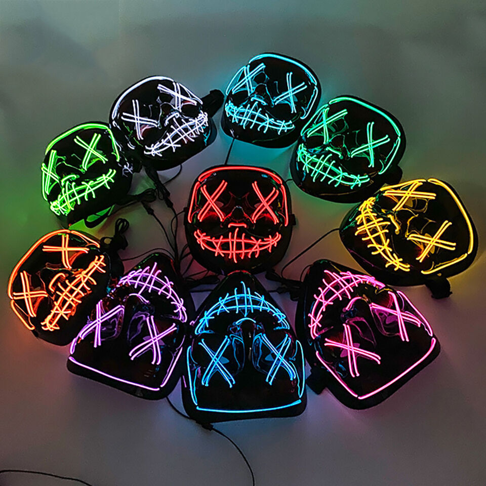 Buy Wholesale China Custom Halloween Mask Party Led Glowing Masks Black V Word With Blood Horror ...