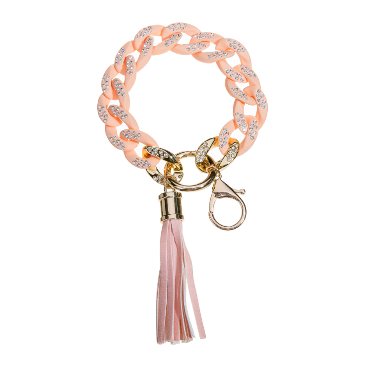 Chain Link Tassel Wristlet Key Chain, Pink