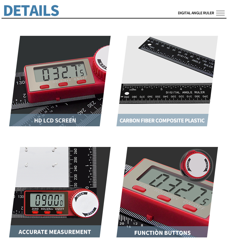 KIPRUN Digital Angle Finder, 4 In 1 Digital Protractor Ruler Level Tool - View #9