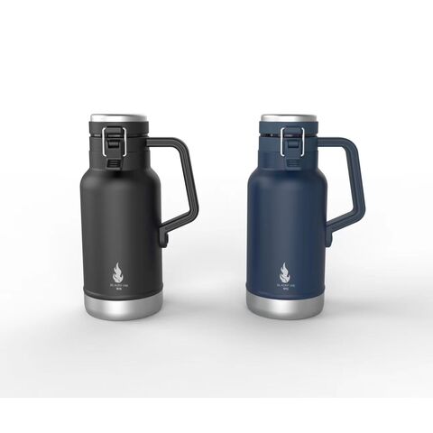32 Oz Growler Stainless Steel Water Bottle w/Sleeve and Wide Mouth Sta 