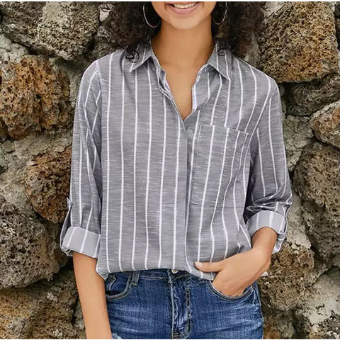 Compre Moda manga longa blusa branca camisa feminina topos outono