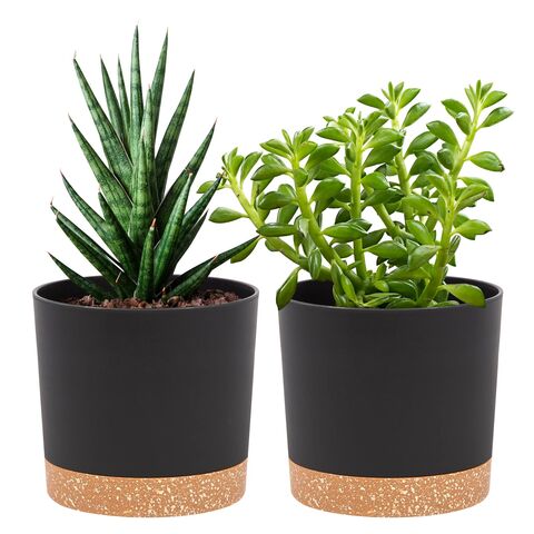 3 Tier Plastic Stackable 3 Pot Planters (Slate Blue)