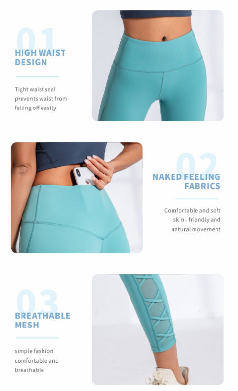 Shiny Heat Seal Print High Waist Tummy Control Sports Leggings With Pockets  - Blue