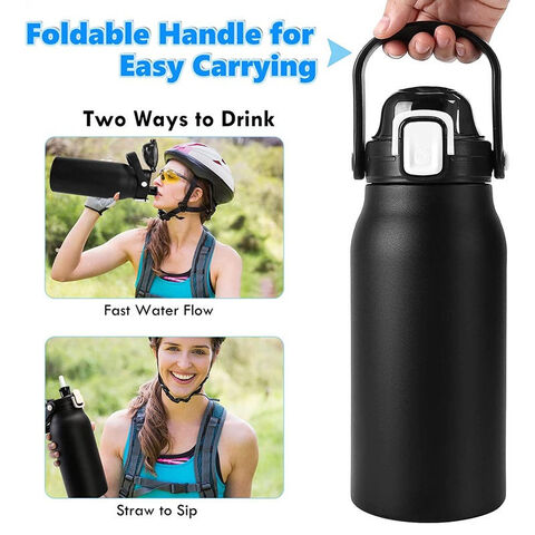600ml Stainless Steel Vacuum Flask with Retractable Straw Leak-Proof Coffee  Tea Cold Drink Bottle Car Thermos Mug Tumbler